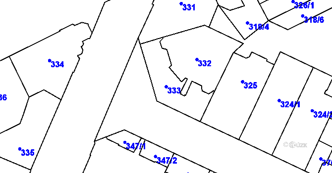 Parcela st. 333 v KÚ Opava-Předměstí, Katastrální mapa