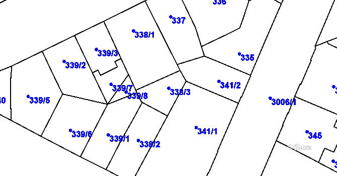 Parcela st. 338/3 v KÚ Opava-Předměstí, Katastrální mapa