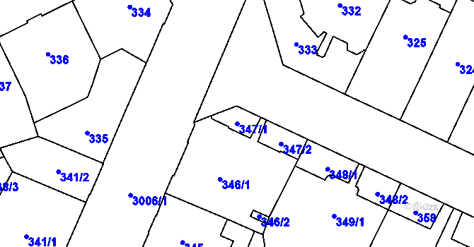 Parcela st. 347/1 v KÚ Opava-Předměstí, Katastrální mapa