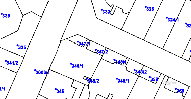 Parcela st. 347/2 v KÚ Opava-Předměstí, Katastrální mapa
