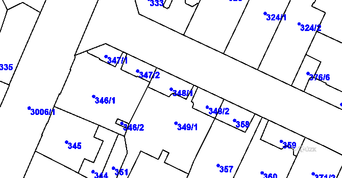 Parcela st. 348/1 v KÚ Opava-Předměstí, Katastrální mapa
