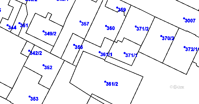 Parcela st. 361/1 v KÚ Opava-Předměstí, Katastrální mapa