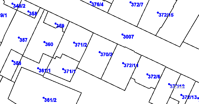 Parcela st. 370/2 v KÚ Opava-Předměstí, Katastrální mapa