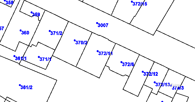 Parcela st. 372/11 v KÚ Opava-Předměstí, Katastrální mapa