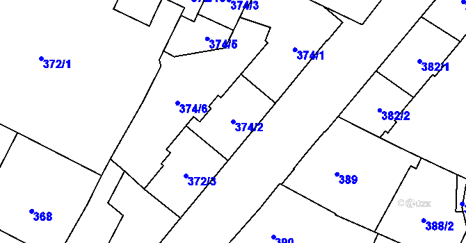Parcela st. 374/2 v KÚ Opava-Předměstí, Katastrální mapa