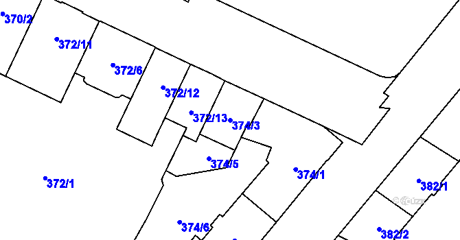Parcela st. 374/3 v KÚ Opava-Předměstí, Katastrální mapa