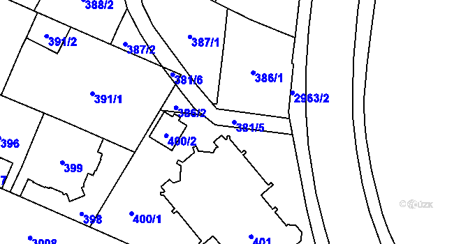Parcela st. 381/5 v KÚ Opava-Předměstí, Katastrální mapa