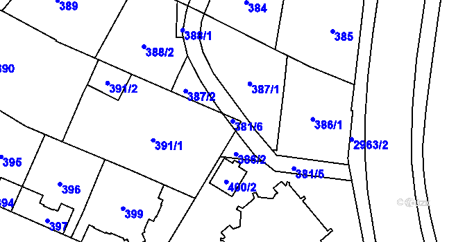 Parcela st. 381/6 v KÚ Opava-Předměstí, Katastrální mapa