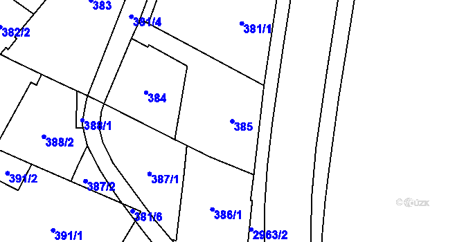 Parcela st. 385 v KÚ Opava-Předměstí, Katastrální mapa