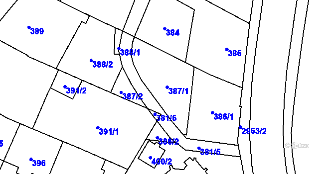 Parcela st. 387/1 v KÚ Opava-Předměstí, Katastrální mapa