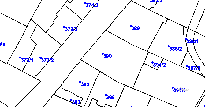 Parcela st. 390 v KÚ Opava-Předměstí, Katastrální mapa