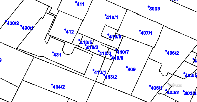 Parcela st. 410/3 v KÚ Opava-Předměstí, Katastrální mapa
