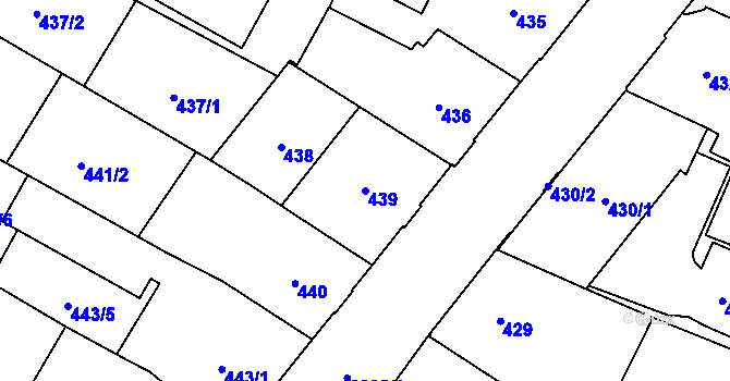 Parcela st. 439 v KÚ Opava-Předměstí, Katastrální mapa