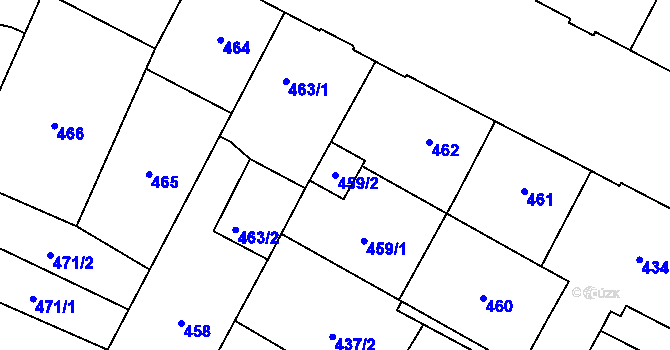 Parcela st. 459/2 v KÚ Opava-Předměstí, Katastrální mapa