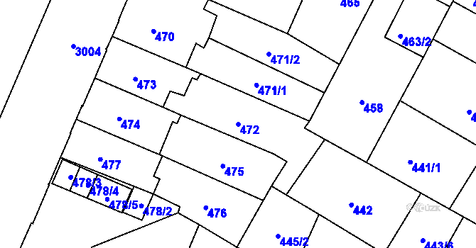 Parcela st. 472 v KÚ Opava-Předměstí, Katastrální mapa