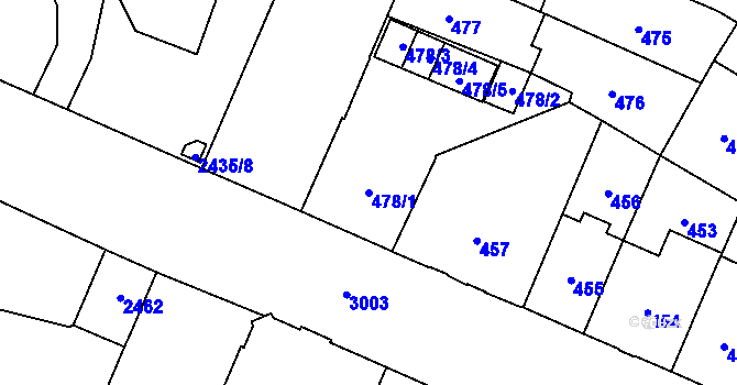 Parcela st. 478/1 v KÚ Opava-Předměstí, Katastrální mapa