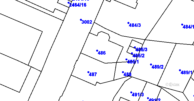 Parcela st. 486 v KÚ Opava-Předměstí, Katastrální mapa