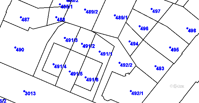Parcela st. 491/1 v KÚ Opava-Předměstí, Katastrální mapa