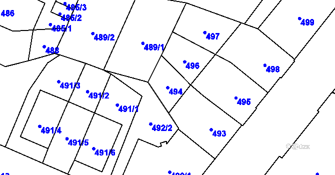Parcela st. 494 v KÚ Opava-Předměstí, Katastrální mapa