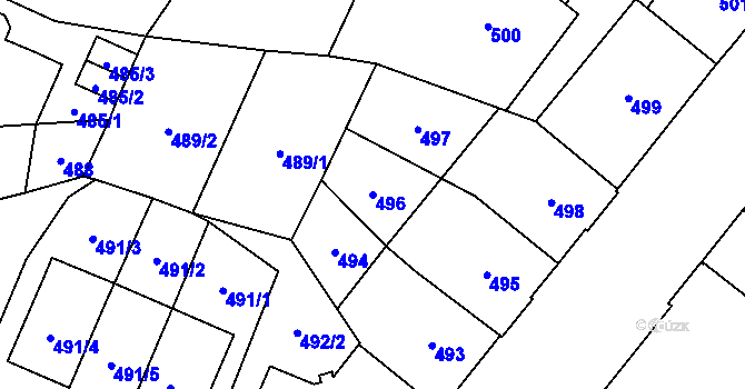 Parcela st. 496 v KÚ Opava-Předměstí, Katastrální mapa