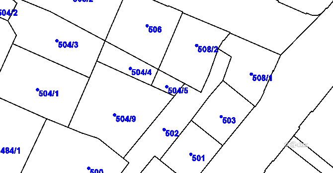 Parcela st. 504/5 v KÚ Opava-Předměstí, Katastrální mapa