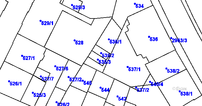 Parcela st. 535/2 v KÚ Opava-Předměstí, Katastrální mapa