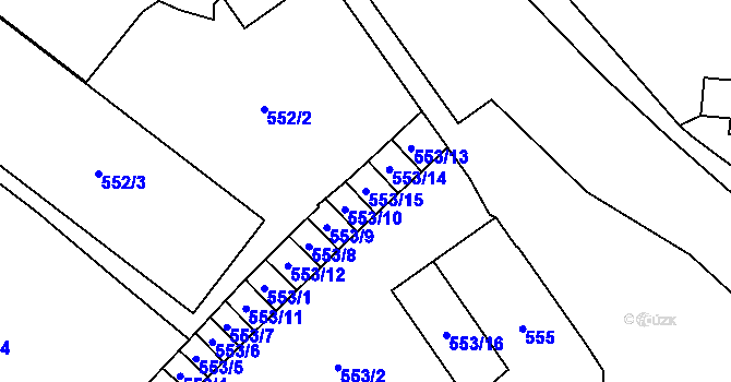 Parcela st. 553/15 v KÚ Opava-Předměstí, Katastrální mapa
