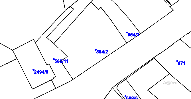 Parcela st. 564/2 v KÚ Opava-Předměstí, Katastrální mapa