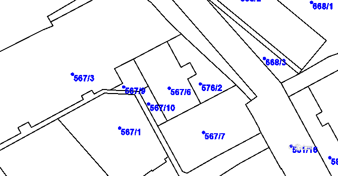 Parcela st. 567/6 v KÚ Opava-Předměstí, Katastrální mapa