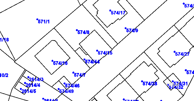 Parcela st. 574/15 v KÚ Opava-Předměstí, Katastrální mapa