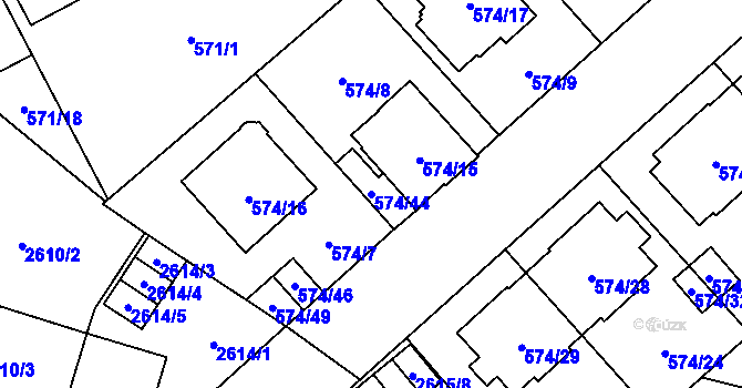 Parcela st. 574/44 v KÚ Opava-Předměstí, Katastrální mapa