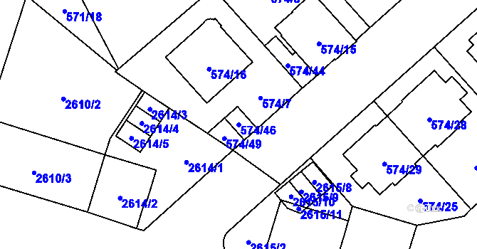 Parcela st. 574/46 v KÚ Opava-Předměstí, Katastrální mapa