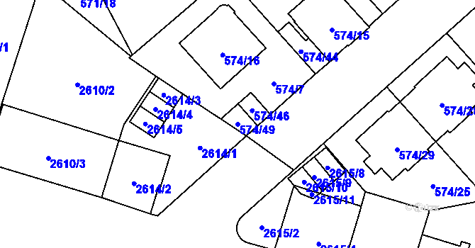 Parcela st. 574/49 v KÚ Opava-Předměstí, Katastrální mapa