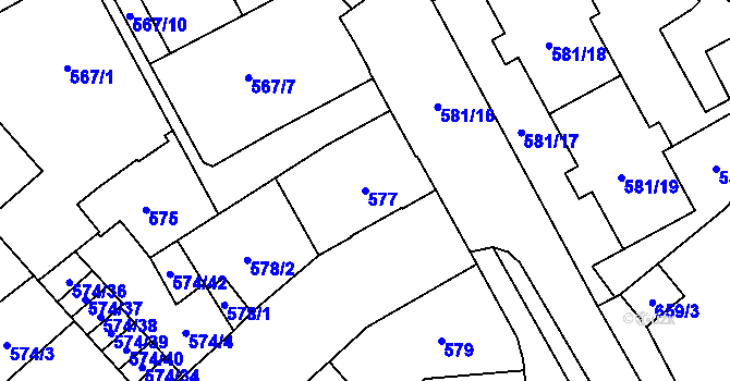 Parcela st. 577 v KÚ Opava-Předměstí, Katastrální mapa