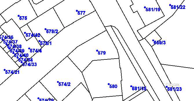 Parcela st. 579 v KÚ Opava-Předměstí, Katastrální mapa