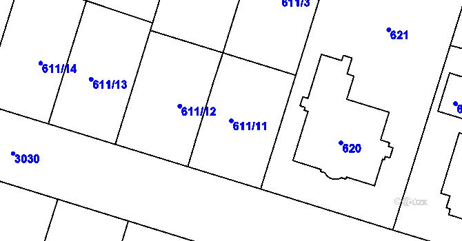 Parcela st. 611/11 v KÚ Opava-Předměstí, Katastrální mapa