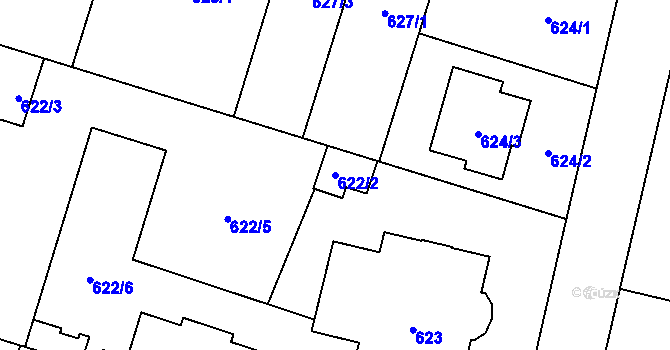 Parcela st. 622/2 v KÚ Opava-Předměstí, Katastrální mapa