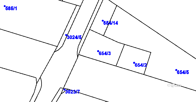 Parcela st. 654/3 v KÚ Opava-Předměstí, Katastrální mapa