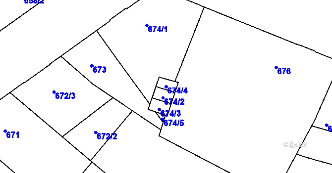 Parcela st. 674/4 v KÚ Opava-Předměstí, Katastrální mapa