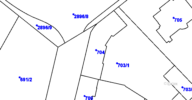 Parcela st. 704 v KÚ Opava-Předměstí, Katastrální mapa