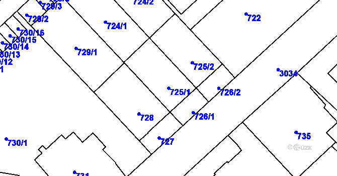 Parcela st. 725/1 v KÚ Opava-Předměstí, Katastrální mapa