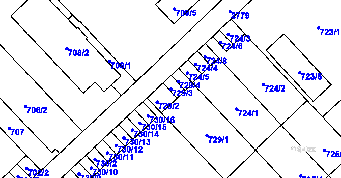 Parcela st. 729/3 v KÚ Opava-Předměstí, Katastrální mapa