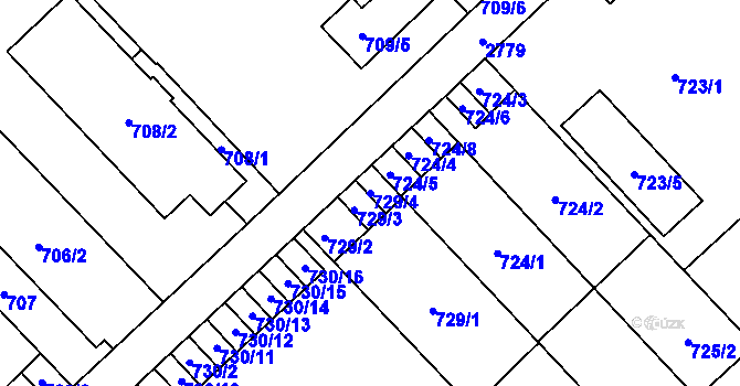 Parcela st. 729/4 v KÚ Opava-Předměstí, Katastrální mapa
