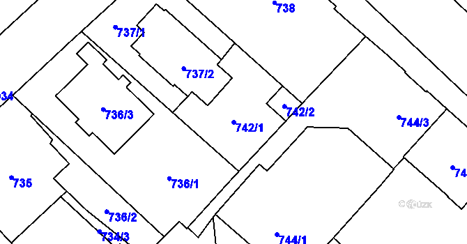 Parcela st. 742/1 v KÚ Opava-Předměstí, Katastrální mapa