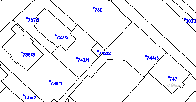 Parcela st. 742/2 v KÚ Opava-Předměstí, Katastrální mapa