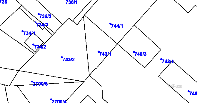 Parcela st. 743/1 v KÚ Opava-Předměstí, Katastrální mapa