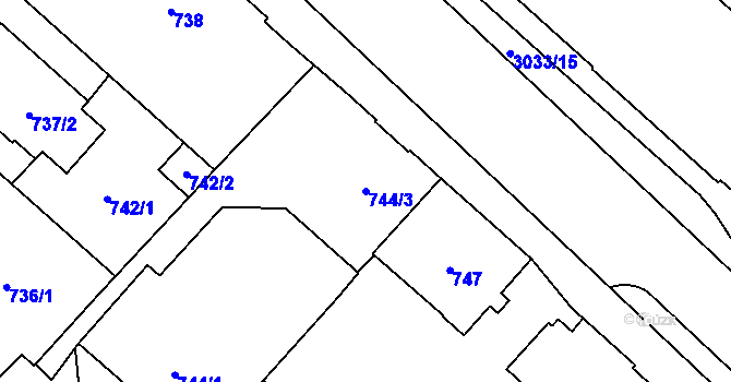 Parcela st. 744/3 v KÚ Opava-Předměstí, Katastrální mapa