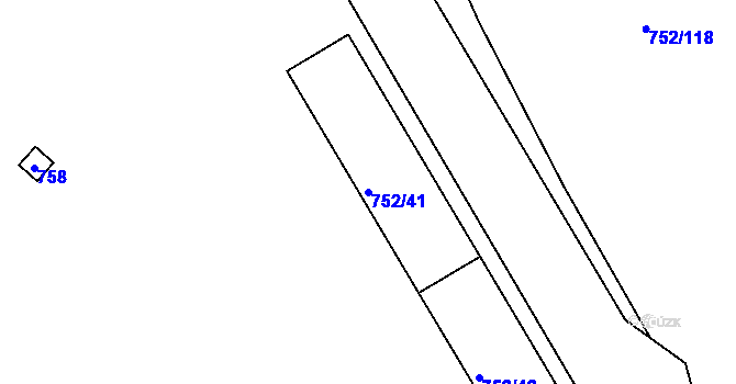 Parcela st. 752/41 v KÚ Opava-Předměstí, Katastrální mapa