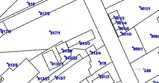Parcela st. 813/3 v KÚ Opava-Předměstí, Katastrální mapa