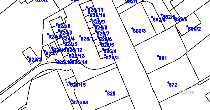 Parcela st. 826/3 v KÚ Opava-Předměstí, Katastrální mapa